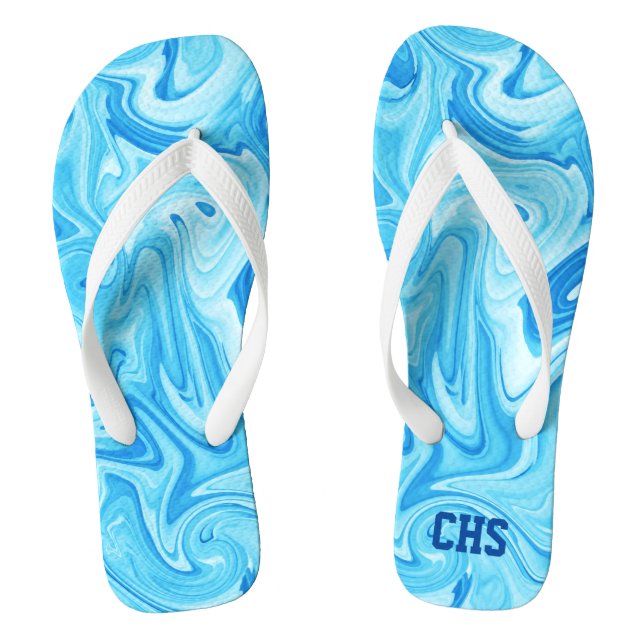 Schwimmer Wasserkunst Blaue INITIALEN Schwimmteam  Flip Flops (Fußbett)