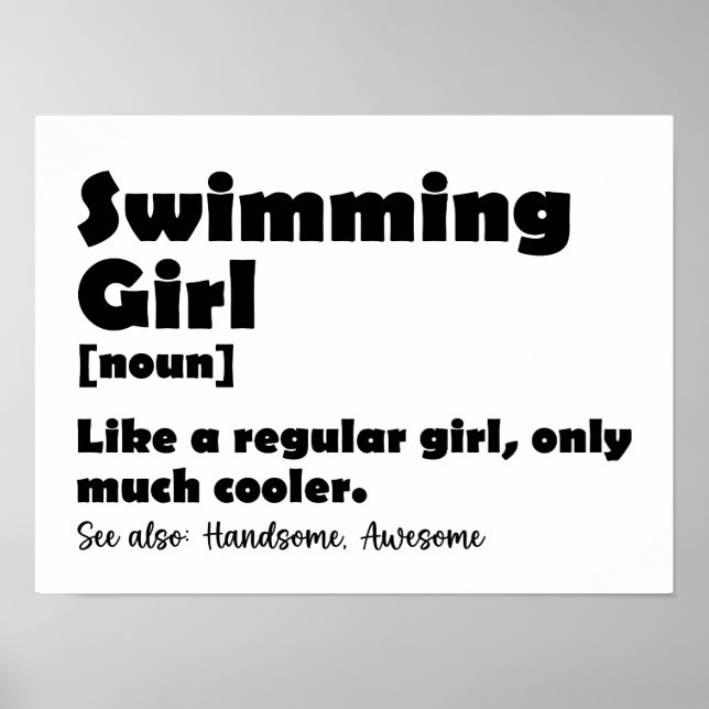 Schwimmermädchen Funny Definition Schwimmermädchen Poster (Vorne)