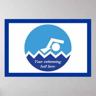 Schwimmgeschenke, Schwimmer auf einem blauen Kreis Poster
