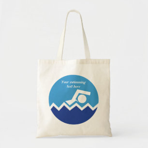 Schwimmgeschenke, Schwimmer auf einem blauen Kreis Tragetasche