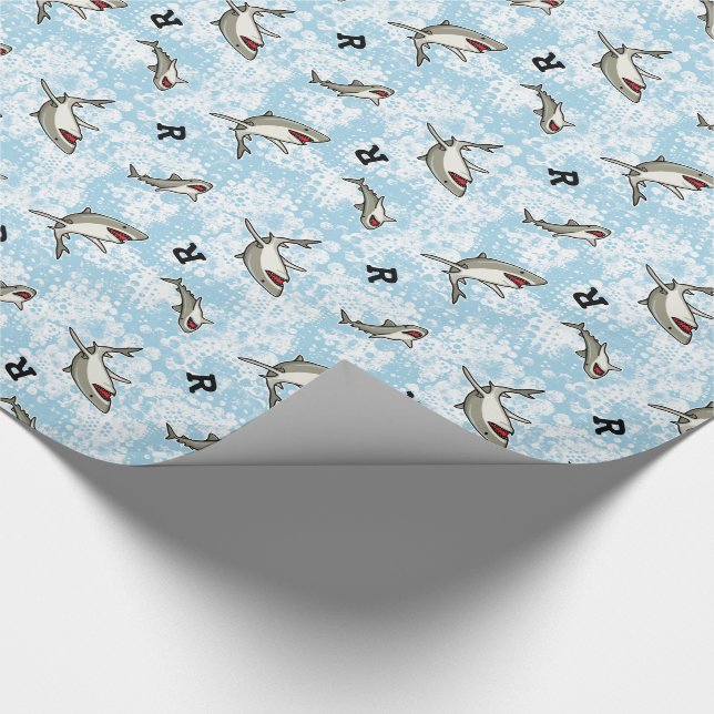 Schwimmhaie, Monogramm hinzufügen Geschenkpapier (Ecke)