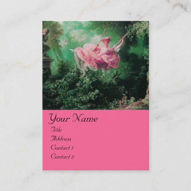 SCHWIMMMONOGRAM, grüner rosa Fuchsia Visitenkarte (Vorderseite)