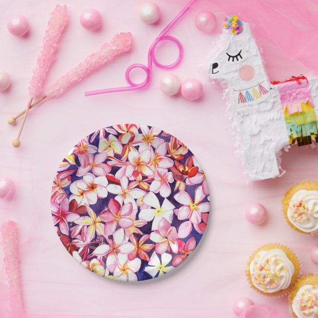 Schwimmplumeria Pappteller (Party)