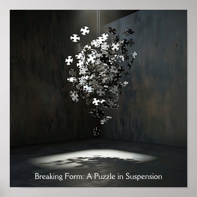 Schwimmpuzzle Form: Abstraktes skulpturales Design Poster (Vorne)