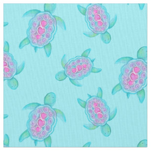 Schwimmschildkröten Aquarellkunstmuster Stoff