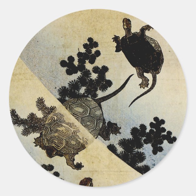 Schwimmschildkröten Runder Aufkleber (Vorderseite)