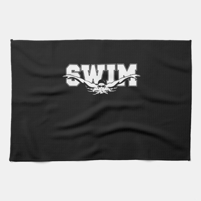 Schwimmschwimmer im Wettbewerb Sportliche Geschenk Geschirrtuch (Horizontal)