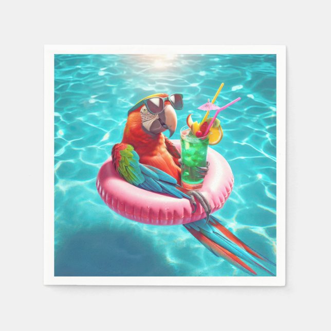 Schwimmsittich im Pool Serviette (Vorderseite)