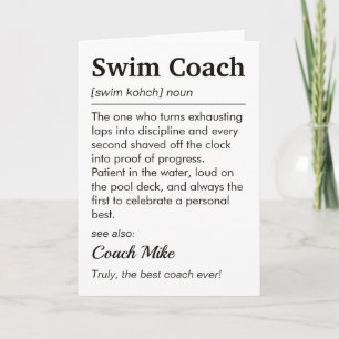 Schwimmtrainer-Definition Personalisiertes Danke Karte