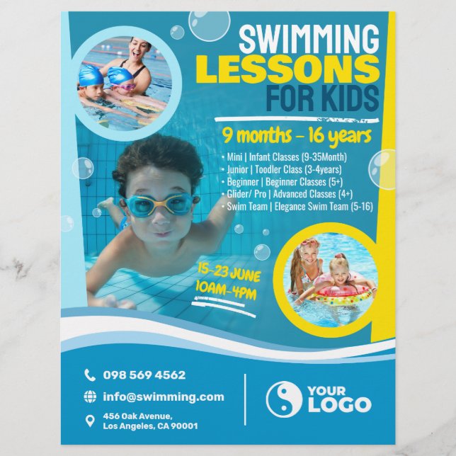 Schwimmunterricht für Kinder Flyer (Vorne)
