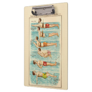 Schwimmunterricht Vintage-Diagramm Klemmbrett