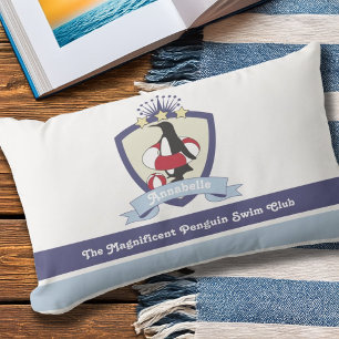 Schwimmverein-Wappen Süßer Pinguin Kinder Outdoor Kissen Für Draußen