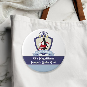Schwimmverein-Wappen Süßer Pinguin Sommer Spaß Kin Button