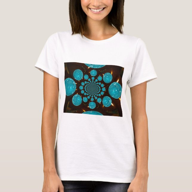 Schwindeldarstellung von Cyan Lights Kaleidoskop T-Shirt (Vorderseite)