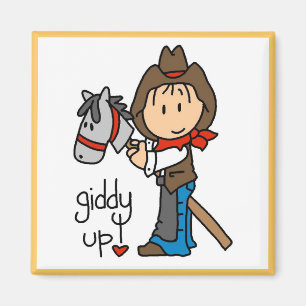 Schwindlige hohe Cowboy-T-Shirts und Geschenke Magnet