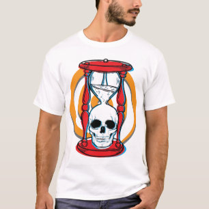 Schwindliger Schädel und hourglass-für helle T-Shirt