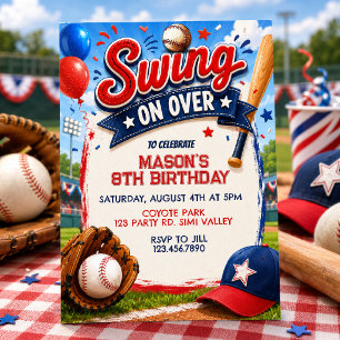Schwing auf Baseball-Geburtstag, Baseball-Party Einladung