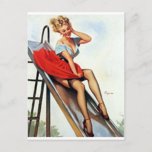 Schwing Pin Up Postkarte