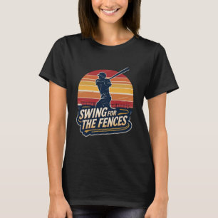 Schwinge für die Zäune Retro Baseball Spieler Desi T-Shirt