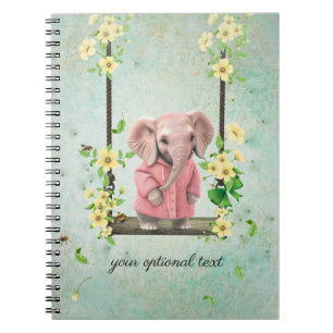 Schwingen des rosa Elephant Spiral Foto Notebook Notizblock