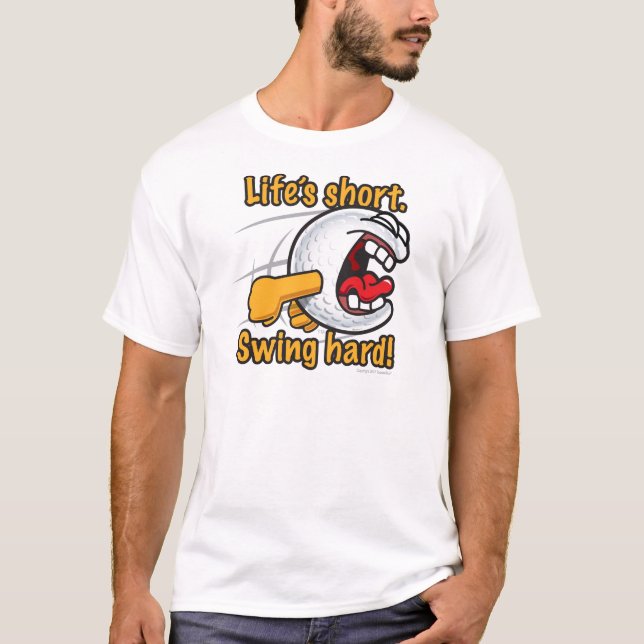 Schwingen-harter lustiger Cartoon-Golf-Ball T-Shirt (Vorderseite)