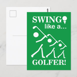 Schwingen Sie wie ein Golfer Golf Postkarte