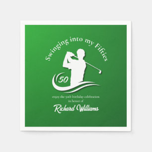 Schwingend in meine Fünfziger Moderne Golfer-Party Serviette