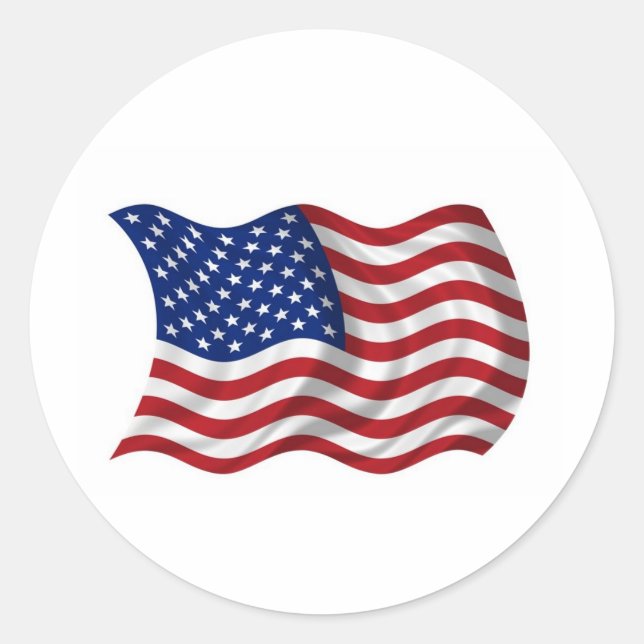 schwingende amerikanische Flagge Runder Aufkleber (Vorderseite)