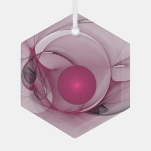 Schwingendes Fraktal, moderne abstrakte Berry Pink Ornament Aus Glas