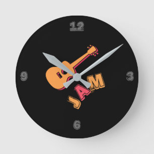 Schwinggitarre, Musik-Stau-Art-, Orange u. Runde Wanduhr