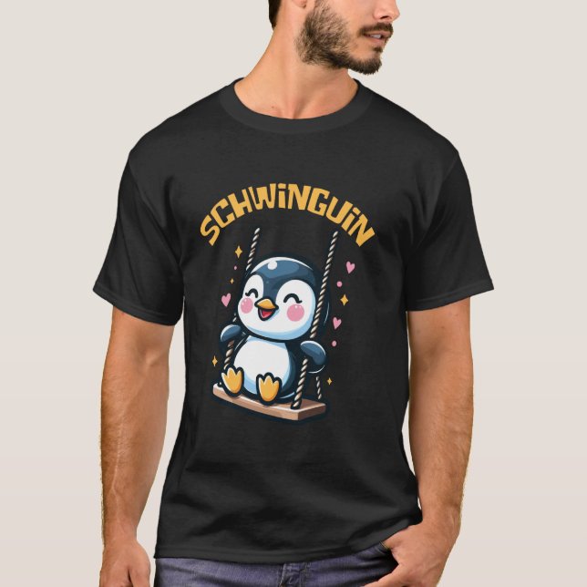 Schwinguin Glücklicher Pinguin Schwingen Spaß T-Shirt (Vorderseite)