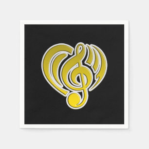 Schwingungen Musikalische Liebe Gelbes Herz Musikn Serviette