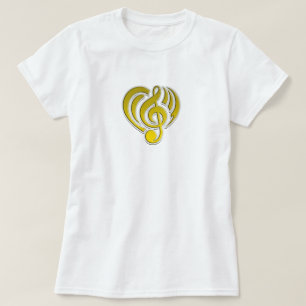 Schwingungen Musikalische Liebe Gelbes Herz Musikn T-Shirt