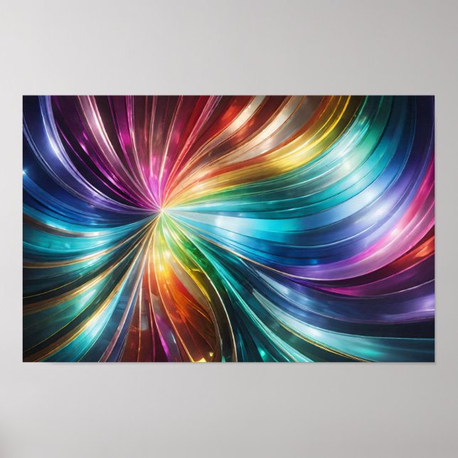 Schwirbeln von Ribbons mit lebhaften Farben Poster (Vorne)