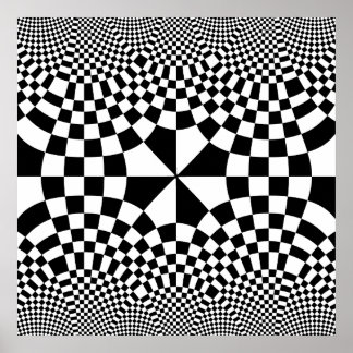Schwirbelnde Schachbretter optische Illusion Schwa Poster