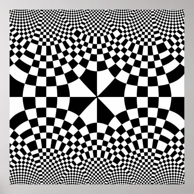 Schwirbelnde Schachbretter optische Illusion Schwa Poster (Vorne)