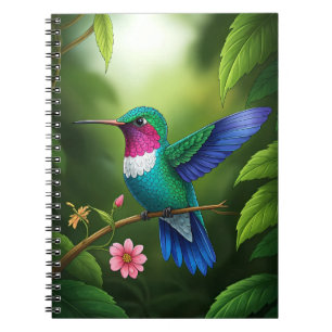 Schwirrender Kolibri zwischen Blättern Notizblock