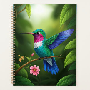 Schwirrender Kolibri zwischen Blättern Planer