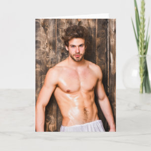 Schwitzen in der Sauna Hot Typ Grußkarte Karte
