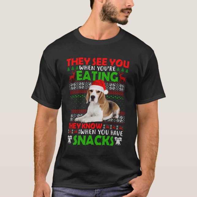 Schwitziger Beagle, den Sie zu Weihnachten essen s T-Shirt (Vorderseite)