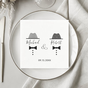 Schwule Hochzeit Vintage Elegant Schwarz und Weiß Serviette