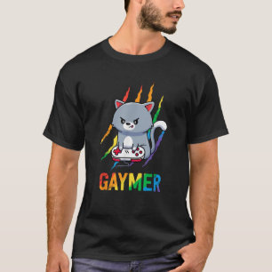 Schwule LGBT-Katzen-Stolz-Regenbogen-Videospiel-Li T-Shirt