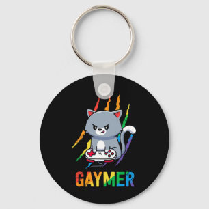 Schwule Lgbt-Katzen-Stolz-Shirt Regenbogen-Videosp Schlüsselanhänger