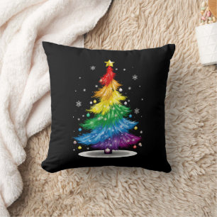 Schwule LGBT Pride Regenbogen-Weihnachtsbaum Frohe Kissen