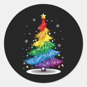 Schwule LGBT Pride Regenbogen-Weihnachtsbaum Frohe Runder Aufkleber