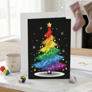 Schwule LGBT-Stolz-Regenbogen-Weihnachtsbaum Frohe Feiertagskarte