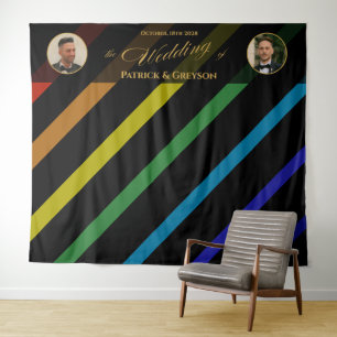 Schwule Männer Hochzeit Eleganter Regenbogen Foto  Wandteppich