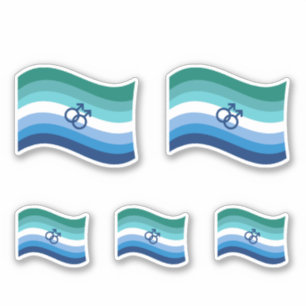 Schwule männliche Liebe Stolz Azure Wavy Flagge Aufkleber