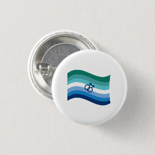 Schwule männliche Liebe Stolz Azure Wavy Flagge Button