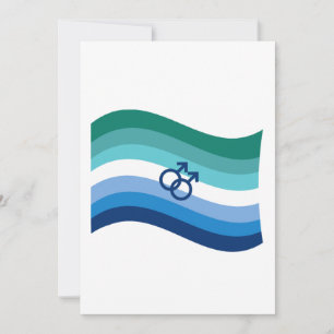 Schwule männliche Liebe Stolz Azure Wavy Flagge Feiertagskarte